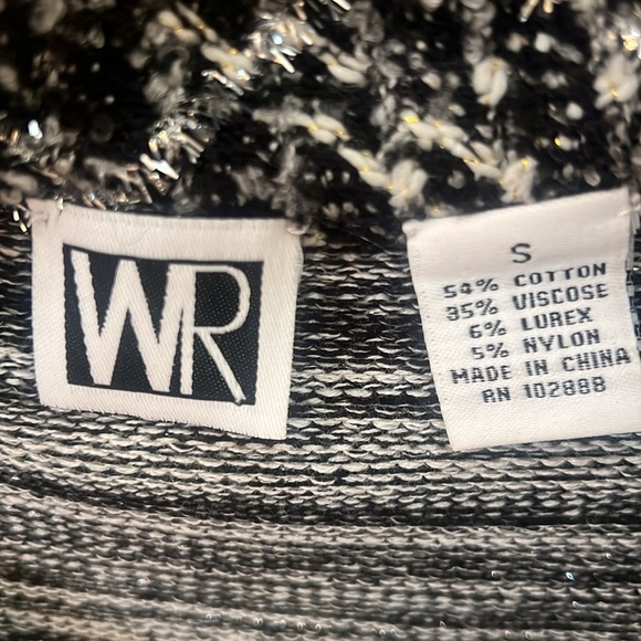 WR Gray Marled Open Face Jacket Sweater with Black Floral Lace Overlay Size Smal - Picture 2 of 8